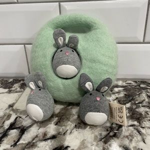 Lovevery Bunnies in a Felt Burrow. From the Babbler Kit.